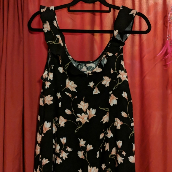 Aeropostale Sleeveless Floral Dress Black Ruffled Neckline Juniors Size XL - Picture 4 of 6